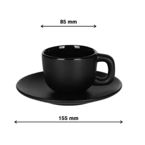 Crna šoljica za cappuccino 200ml dimenzije