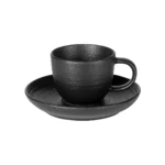 Crna šoljica za espresso sa tacnom - set dva komada 90 ml