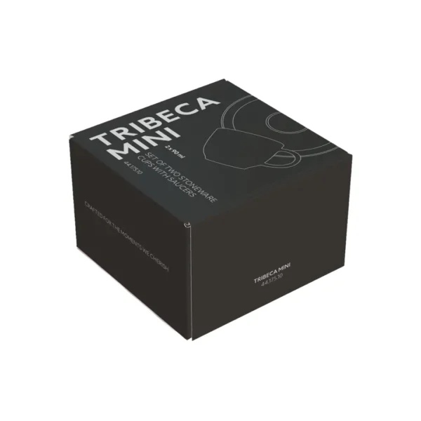 Poklon pakovanje set dve šoljice za espresso sa tacnama retro crne boje 90 ml