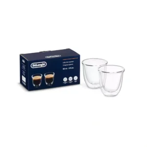 Set dve staklene čaše za espresso Delonghi 90 ml dupli zid