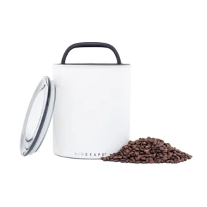 Airscape Kilo White posuda za čuvanje kafe dva poklopca i zrna kafe
