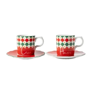 Set dve šoljice za moka kafu sa tacnama Bialetti Italia Espresso